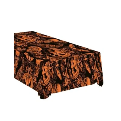 Imagen de Fiestas GUIRCA Mantel de Calabaza Gótica Negro y Naranja (137x274 cm) Decoración Mesa para Halloween Terroríficas Ideal Celebraciones Miedo Negro,