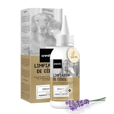 Imagen de Limpiador de Oídos Perros y Gatos 250ml en Gotas Natural, con Aloe Vera Lavanda, Sin Alcohol Solución Limpieza Gatos, Higiene Suciedad Cera las Orejas, Tratamiento Efectivo