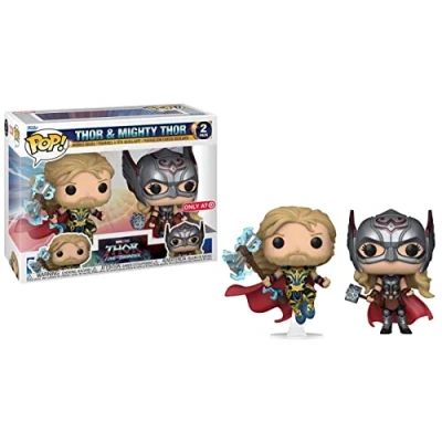 Imagen de Funko POP! Marvel: Thor Love &amp; Thunder 2 Paquete Mighty Thor: And Figuras Miniaturas Coleccionables Para Exhibición Idea De Regalo Mercancía Oficial