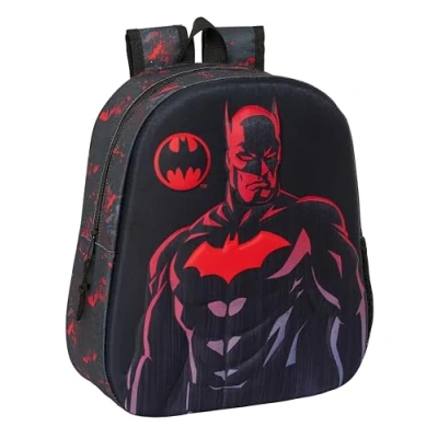 Imagen de Safta BATMAN Mochila Escolar, con Diseño 3D, Adaptable a Carro, Ideal para Niños de Diferentes Edades, Cómoda y Versátil, Calidad Resistencia, 27x10x33 cm, Color Negro