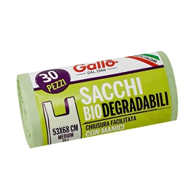 Imagen de GALLO Cierre de bolsas biodegradables y compactas con asas, 53 x 68 cm 30 L Medium