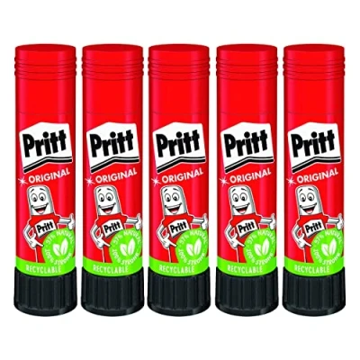 Imagen de STAEDTLER Seguro y Apto para niños Manualidades, Fuerte Adhesivo Material Escolar de Oficina, 5X 11 g Pegamento en Barra Pritt, Uncolored, One Size