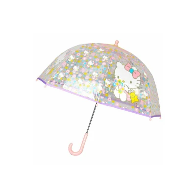 Imagen de Paraguas Manual Infantil Hello Kitty Transparente Burbuja Rosa