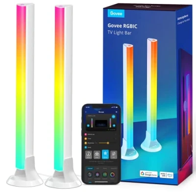Imagen de Govee RGBIC Barras de Luz, 38cm con Dobles Perlas y WiFi Múltiples Opciones Colocación Adecuadas para TV 45 70 Pulgadas, Funcionan Alexa Google Assistant, Color Blanco