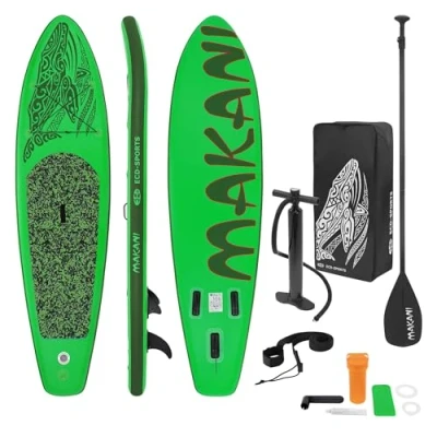 Imagen de ECD Germany Tabla Hinchable Makani Paddle Surf/Sup 320 x 82 15 cm Verde Stand up Board PVC/EVA hasta 150kg 3 Antideslizantes Diferentes Modelos Incluye Paleta Aluminio Bomba y Accesorios