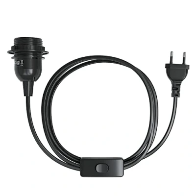 Imagen de E27 Portalámparas con 3,5 m/5 m de cable, interruptor, Anillo rosca para lámpara pantalla y enchufe red
