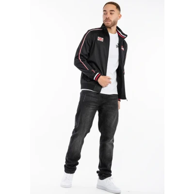 Imagen de Lonsdale Normale Passform Skellberry Chaqueta de entrenamiento, Hombre, Talla: 3XL, Black red white