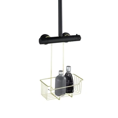 Imagen de WENKO ducha termostática Mod. Milo, estante de para colgar en el grifo, acero inoxidable (25 x 36 14 cm), color dorado