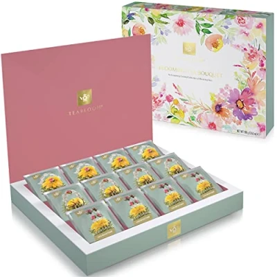 Imagen de Teabloom Caja de Infusiones Tés en Flor Selecta Colección 12 Verdes Gourmet (36 Infusiones) Elegante Presentación Regalo