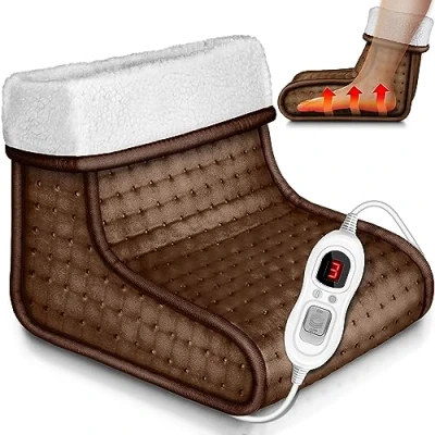 Imagen de sinnlein Calientapiés Bota Calefactora con 6 Niveles de Temperatura Calefacción Eléctrica para Pies Calienta Desconexión Automática Protección contra Sobrecalentamiento (Marrón)