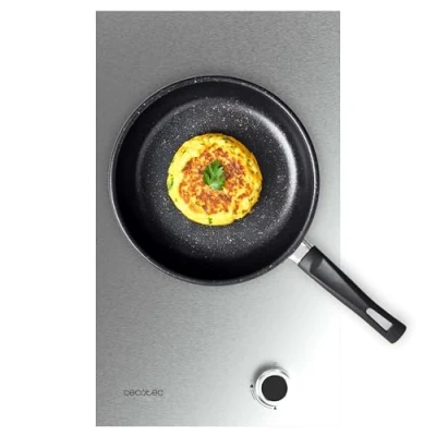 Imagen de Cecotec Placa de Gas 1 Fuego Bolero Squad G 1400S Inox. 3.4kW, Acero Inoxidable, Parrillas Hierro Fundido, Quemador WOK Triple Corona, Encendido Electrónico, Seguridad en Válvulas, Accesorio