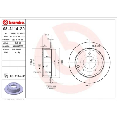 Imagen de BREMBO COATED DISC LINE 08.A114.31 Disco de freno 262 10 5 macizo revestido JEEP: Compass, Patriot, DODGE: Caliber, Avenger Berlina
