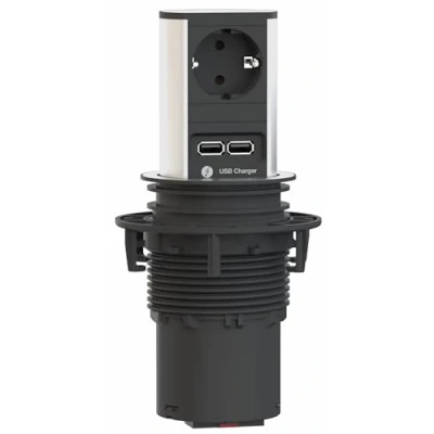 Imagen de Bachmann elevator Torreta empotrar mesa 1xschuko+2xusb cargador