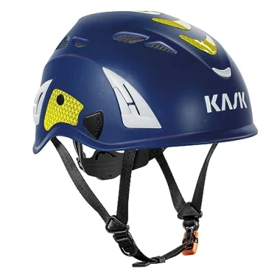Imagen de KASK Superplasma HI VIZ Casco de protección laboral, rueda giratoria, tiras reflectantes, EN 397, color: azul/amarillo