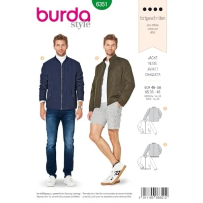 Imagen de Burda Sewing Pattern 6351 Men&#039;s Jacket 36 46