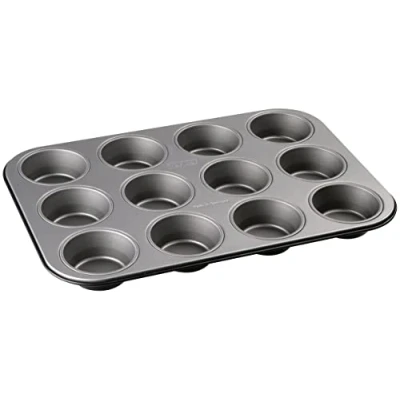 Imagen de ZENKER molde magdalenas metal 12 unidades, rectangular pizzetas con revestimiento antiadherente Teflón, libre de PFOA, optimización del 30% energía, bicolor,