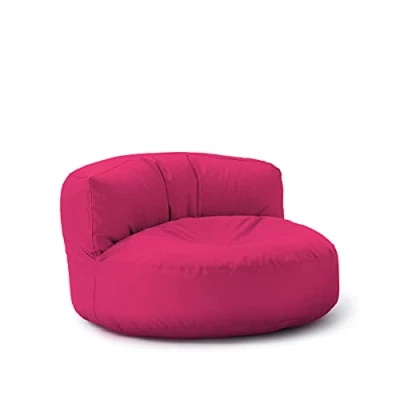 Imagen de Lumaland Sofá Puff Redondo Grande 320l con Respaldo &amp; Relleno Incluido Sillón Relax Impermeable para Exterior Mueble Ideal Salón, Jardin y Terraza 90 x 50 cm/Negro