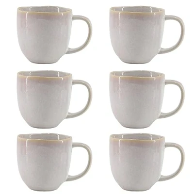 Imagen de Brigros Wehome Juego de 6 tazas desayuno cerámica, hechas a mano, x 350 ml, piezas para desayuno/juego café, capuchino, té (glicerinas)