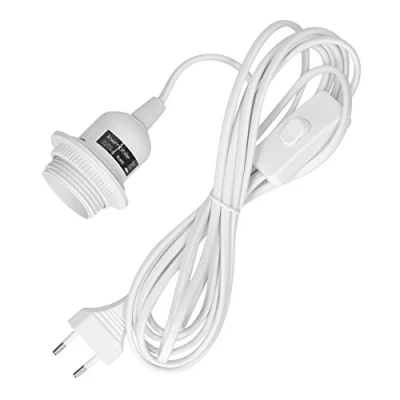 Imagen de kwmobile portalámpara E27 de 3,5 m cable red con interruptor y casquillo adaptador lámpara enchufe base para bombilla en blanco