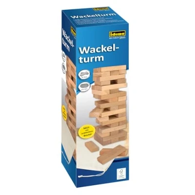 Imagen de Idena 40087 Juego, Juego de Habilidad con 54 Bloques construcción y Bolsa Almacenamiento, Aprox. 8 x 26 cm Torre apilable Grande, Color Madera (40087)