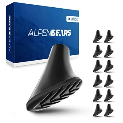 Imagen de Alpen Bears Tacos de Goma para Bastones Trekking Puntas Marcha Nordica 14 pcs Topes Senderismo Todo Tipo Terreno Repuestos