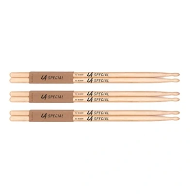 Imagen de LA Specials Drum Sticks 7A Drumsticks Set for Acoustic Drums or Electronic Oval Wood Tip Hickory Consistent Weight and Pitch 3 Pairs