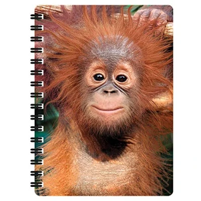 Imagen de 3D LiveLife Libreta Orangután de Deluxebase. pequeña A6 con espiral, lenticular monos y hojas lisas recicladas. Ilustraciones licencia del reconocido artista David Penfound