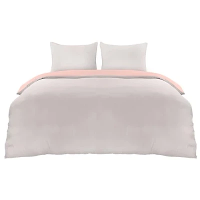 Imagen de Utopia Bedding Funda Nordica Cama 105 Microfibra Juego de Edredon 200x200 cm y 2 Fundas Almohada 80x80 (Gris/Rosa)