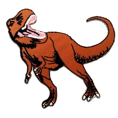 Imagen de Dinosaurio Animal Parches Termoadhesivos Bordados Aplique Para Ropa, Tamaño: 8,5 x 8 cm