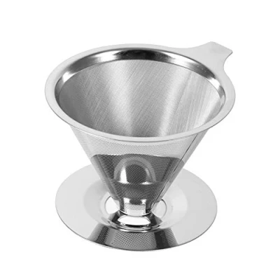 Imagen de Coffee filter no paper, filtre a cafe, filtro de cono acero inoxidable 1 pieza, colador café con gotero para verter uso en la oficina casa