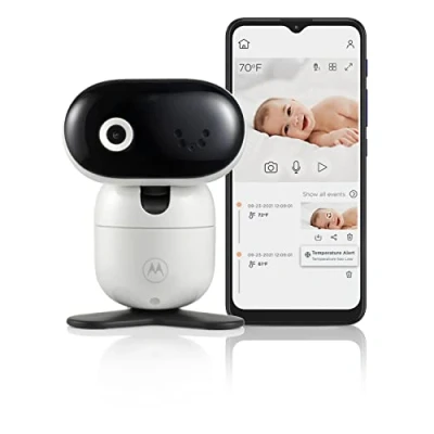 Imagen de Motorola Nursery PIP1010 CON,Monitor de bebé con cámara,Pan, inclinación, zoom y visión nocturna,Incluye soporte pared,Temperatura ambiente, comunicación bidireccional canciones cuna