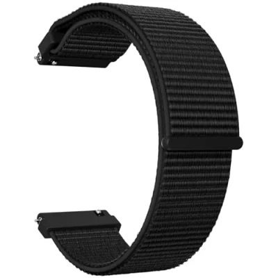 Imagen de TOOBUR Correa de reloj 22mm, Correas liberación rápida nylon, solo ajustable para hombres y mujeres, Compatible con relojes 22 mm ancho, modelo universal, Negro
