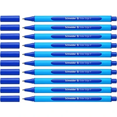 Imagen de Schneider Slider Edge 152003 Bolígrafo de punta redonda (10 unidades, incluye capuchón, tinta azul), color azul y cian