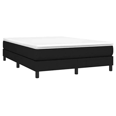 Imagen de vidaXL Estructura de Cama, Somier Matrimonio Listones, Base Cama Tapizada, Mueble para Dormitorio Hogar, Tela Negra 140x200 cm