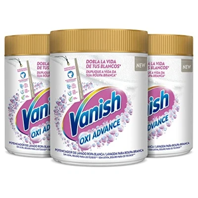 Imagen de Vanish Oxi Advance Quitamanchas multibeneficio, blanqueador y potenciador del lavado, para ropa blanca, En Polvo, Sin Lejía 2,4kg (3x 800 g)