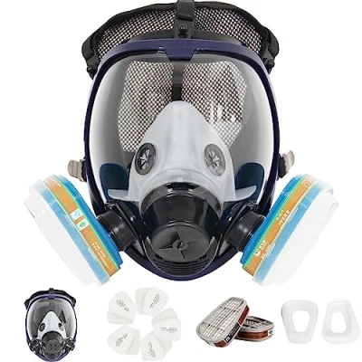 Imagen de Mascara de Gas Completa, Mascarilla Antipolvo, Reutilizable Pintura, Protección Respiratoria con Filtro para Vapores Orgánicos, Gases Ácidos, Fumigar, 2 Tipos Conectores