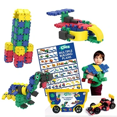 Imagen de Clics Juguetes de construcción para niños a Partir 3 años, educativos creativos en un Set 377 Piezas, Bloques niñas y niños, Montessori Stem,