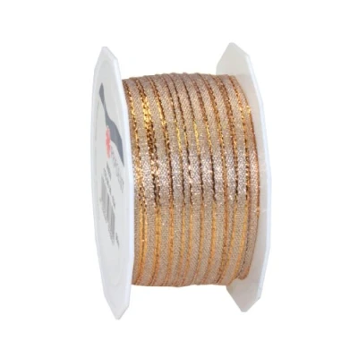 Imagen de Präsent C.E. Pattberg Wien Rollo de Cinta con Alambre metálico (5 mm x 50 m), diseño Entramado Bordes, Color Dorado