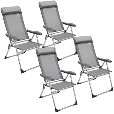 Imagen de CASARIA Set de 4 Sillas jardín Aluminio Gris 60x109cm Asientos Plegables y Reclinables en 5 Niveles