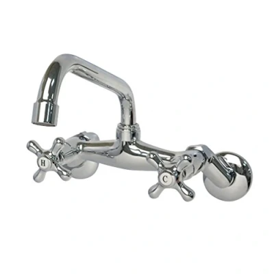Imagen de PHASAT Grifo Cocina Pared,Classic Palanca Puente Mezclador Lavabo 360 Giratorio NH82