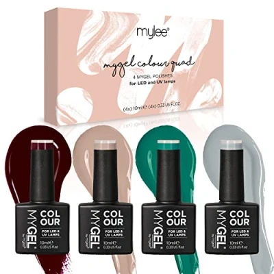 Imagen de MYGEL by Mylee Set de esmalte uñas en gel Otoño Invierno 4x10ml UV/LED Nail Art Manicure Pedicure para uso profesional y el hogar Duradero fácil aplicar