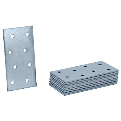 Imagen de HELPMATE 12 placas perforadas de 40 x 80 mm Conector plano galvanizado y azul pasivado madera con excelente protección contra la corrosión, estable duradero Fácil montaje