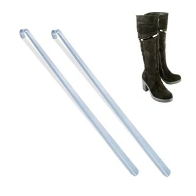 Imagen de Relaxdays Pack 2 Calzadores, Ayuda Ponerse los Zapatos, 70 cm, Descalzadores Metal, Resistentes, para Colgar, Plateado, Hierro, Unidades
