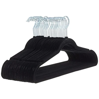Imagen de Amazon Basics Perchas de Terciopelo para Trajes Paquete 30, Negro
