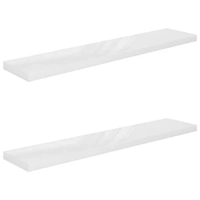 Imagen de vidaXL 2X Estantes Flotantes Pared Repisa Colgante Estantería Tablero CD Libros Decoración Coleccionables Foto Premio Blanco Brillo MDF 120x23,5x3,8cm