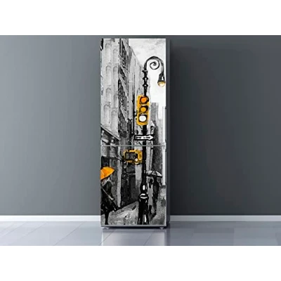 Imagen de Oedim Vinilo para Frigorífico York en Carboncillo 185x60cm Resistente y Económico Pegatina Adhesiva Decorativa de Diseño Elegante, Multicolor