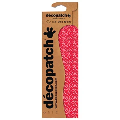 Imagen de Decopatch C812C Pack de 3 hojas papel impreso 30x40 cm, Pequeños granos rojos