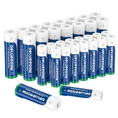 Imagen de Delyeepow Pilas AA 3300 mAh AAA 1100 mAh, 16 AA+16 Unidades, Recargables de Alta Capacidad, 1200 ciclos 1,2 V 32 baterías