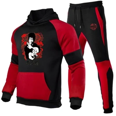 Imagen de Bruce Lee Sudadera con Capucha y Joggers Traje de chándal Impreso en 3D Kung Fu Arte Marcial Disfraz para Unisex