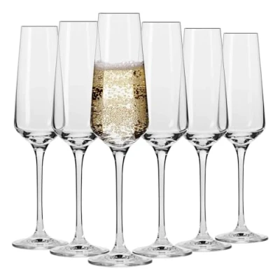 Imagen de Krosno Copas Flauta Boda Cava de Champán Conjunto 6 Piezas 180 ML Colección Avant Garde Perfectos para Uso en Casa, Restaurante y Fiestas Apto Lavavajillas